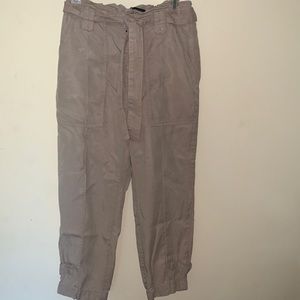 BANANA REPUBLIC Cargo Joggers Pants Tan Tie Belt Safari Neutral Trendy Petite 4